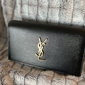 YSL Black Clutch Grain De Poudre